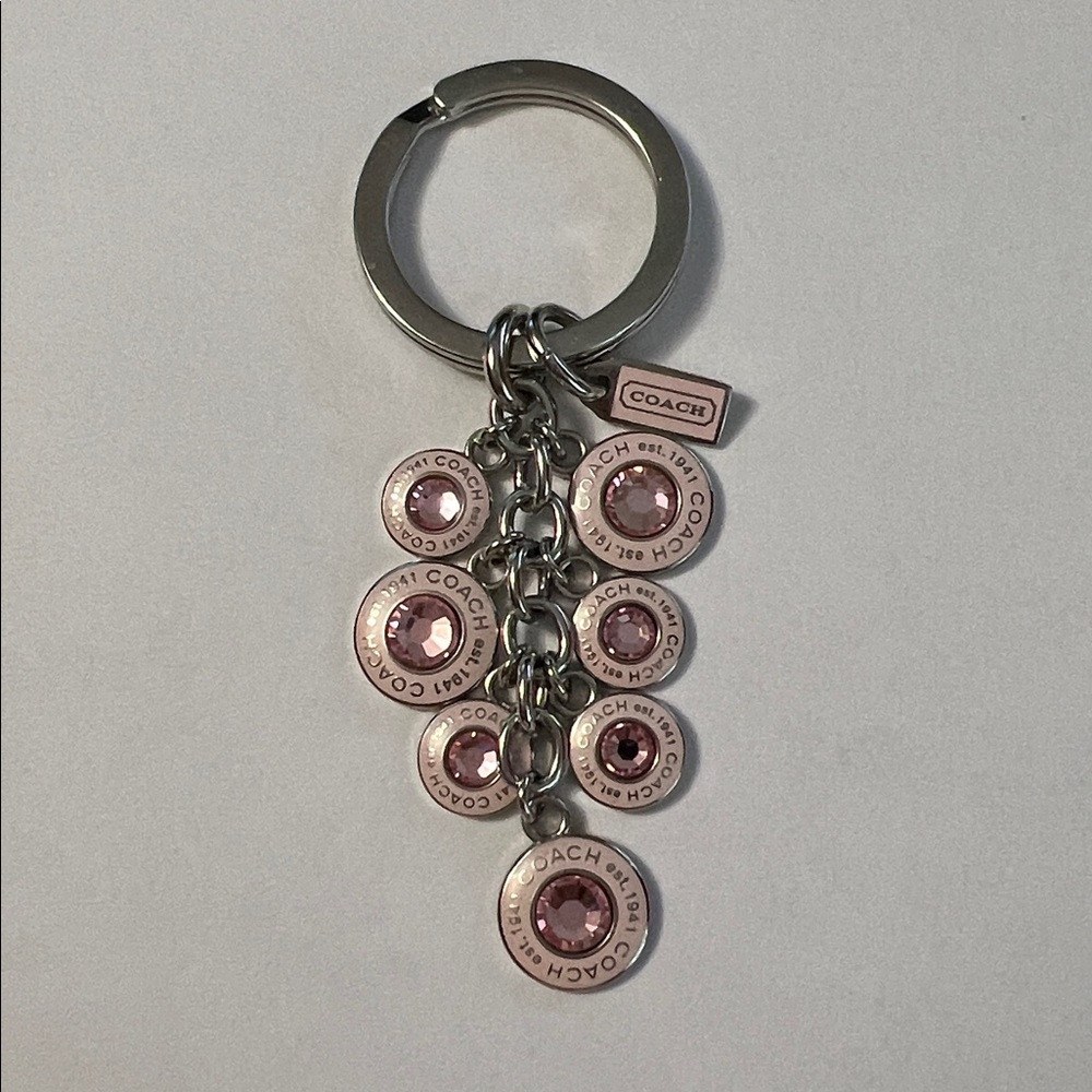 Coach -  Breast Cancer Awareness Pink Dangling Rhinestone Key Fob Keychain - Picture 2 of 16